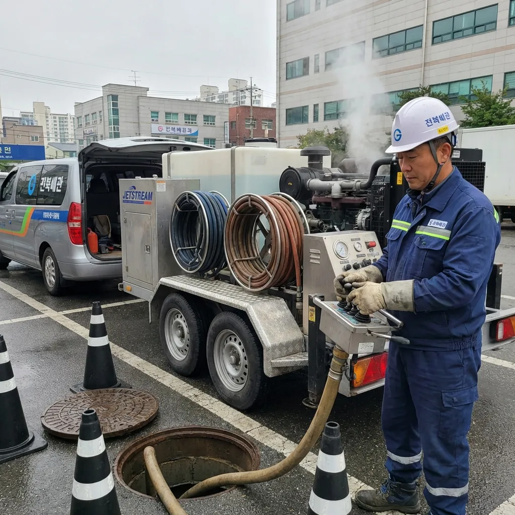 군산 음식점 주방 싱크대 기름 막힘 고압세척